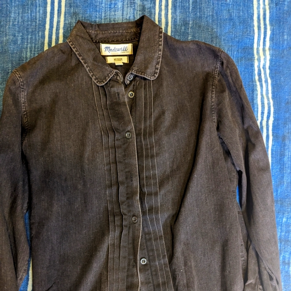 Dark gray denim button down. Sz med. Madewell